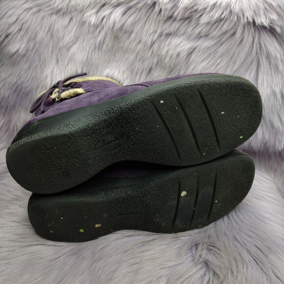 Clarks Bendables Suede Winter Ankle Boots Womens Size 9 Purple - Picture 6 of 9